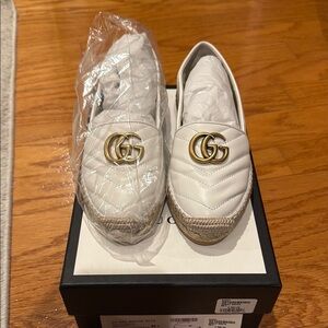 Gucci Marmont Nappa Charlotte Great White Espadrilles 6.5 new w box